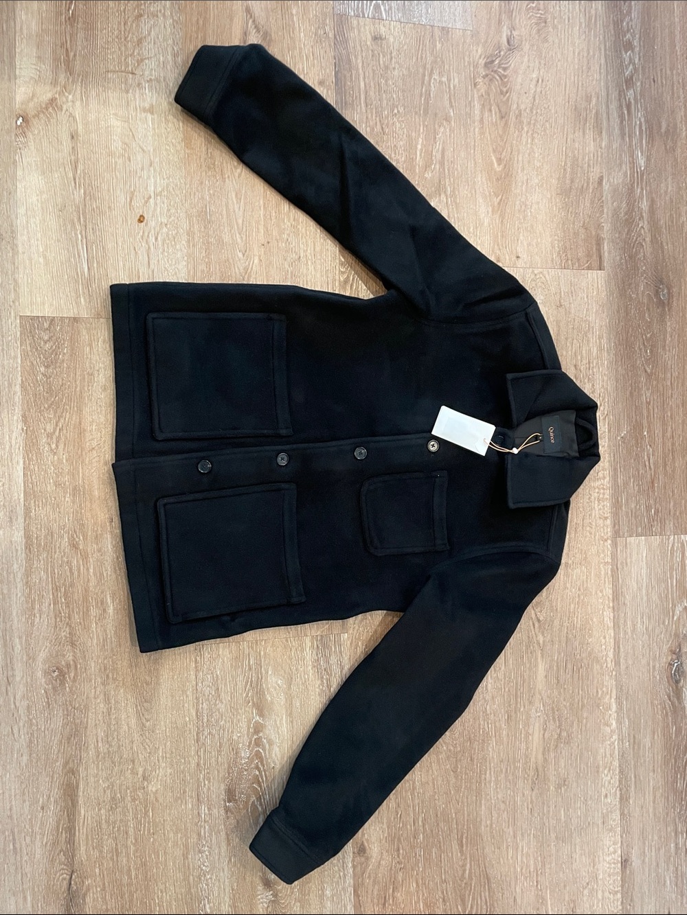 Quince Black Military-Style Button Jacket